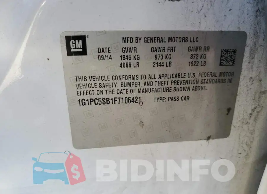 1G1PC5SB1F7106421 Photo# 12