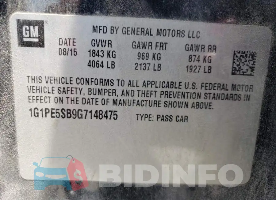 1G1PE5SB9G7148475 Photo# 12