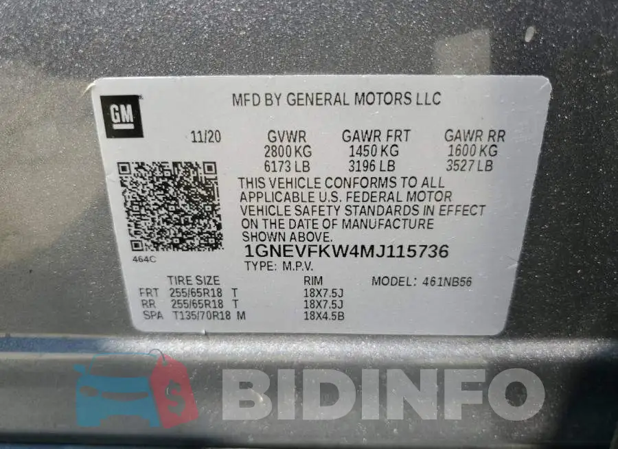 1GNEVFKW4MJ115736 Photo# 13