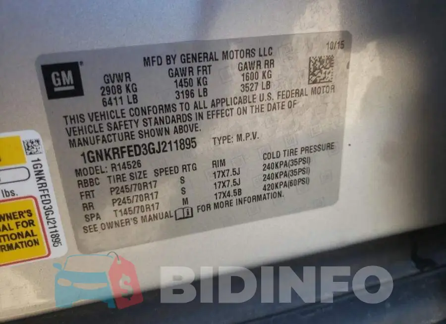 1GNKRFED3GJ211895 Photo# 13