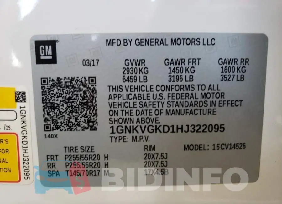 1GNKVGKD1HJ322095 Photo# 13