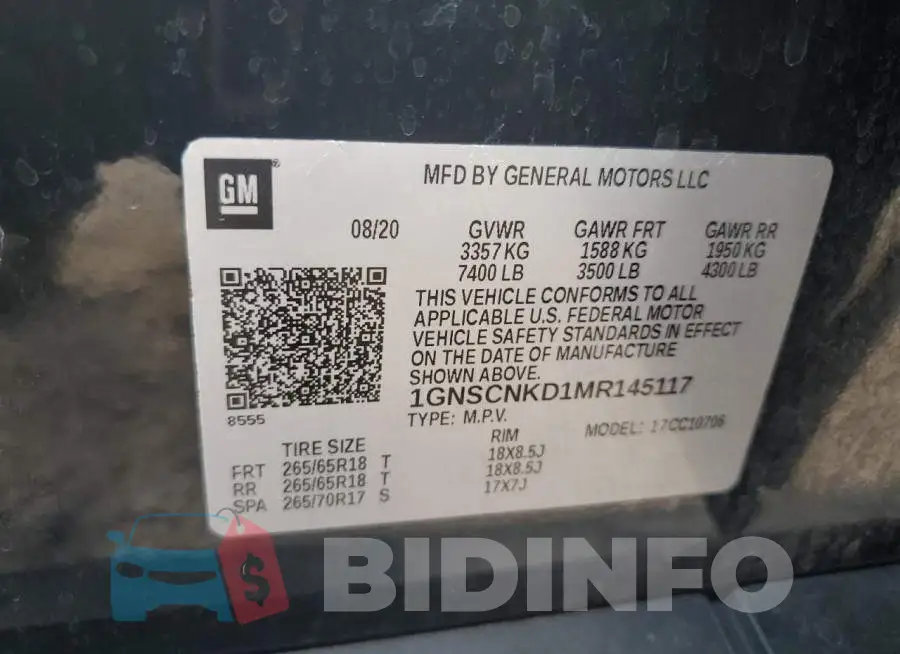 1GNSCNKD1MR145117 Photo# 13