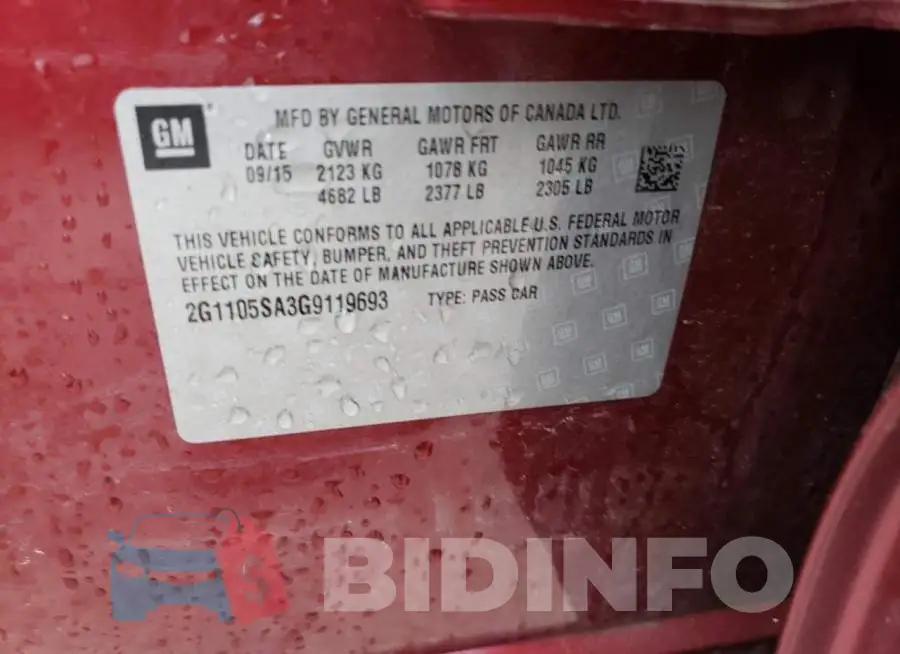 2G1105SA3G9119693 Photo# 12