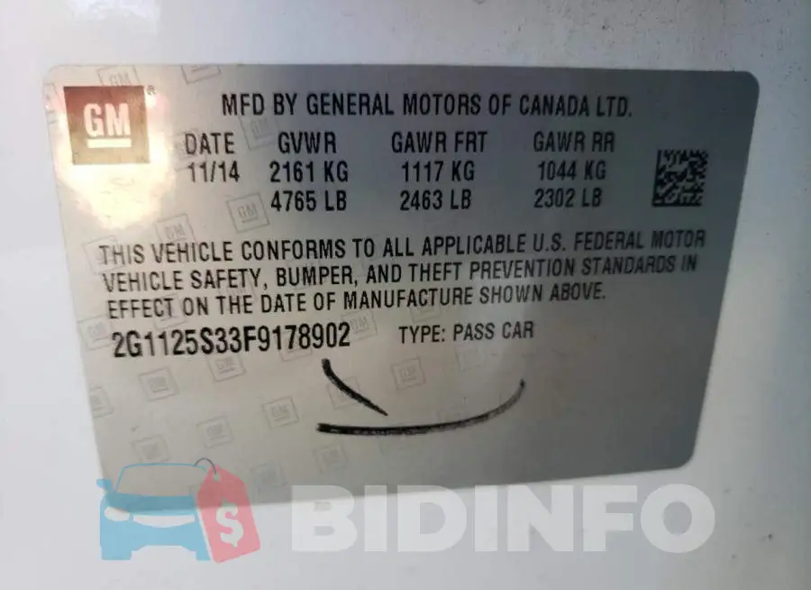 2G1125S33F9178902 Photo# 12