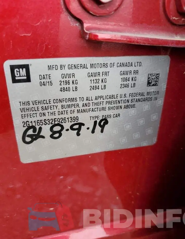 2G1165S32F9261399 Photo# 12