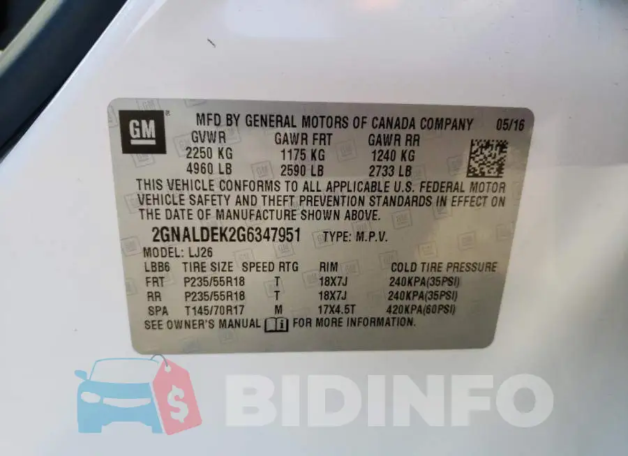 2GNALDEK2G6347951 Photo# 12