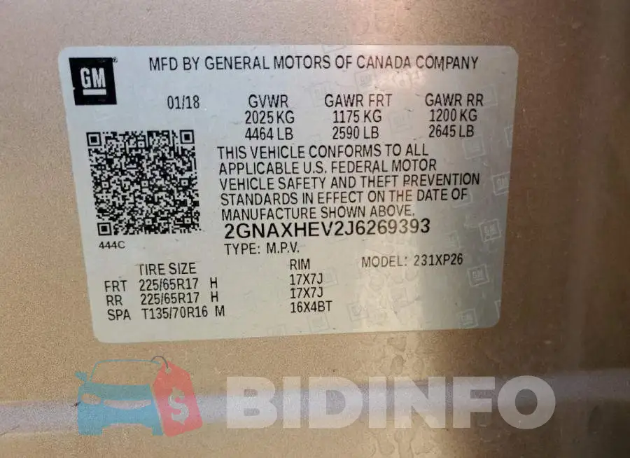 2GNAXHEV2J6269393 Photo# 13