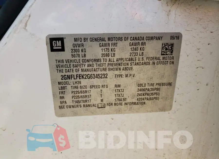 2GNFLFEK2G6345232 Photo# 13