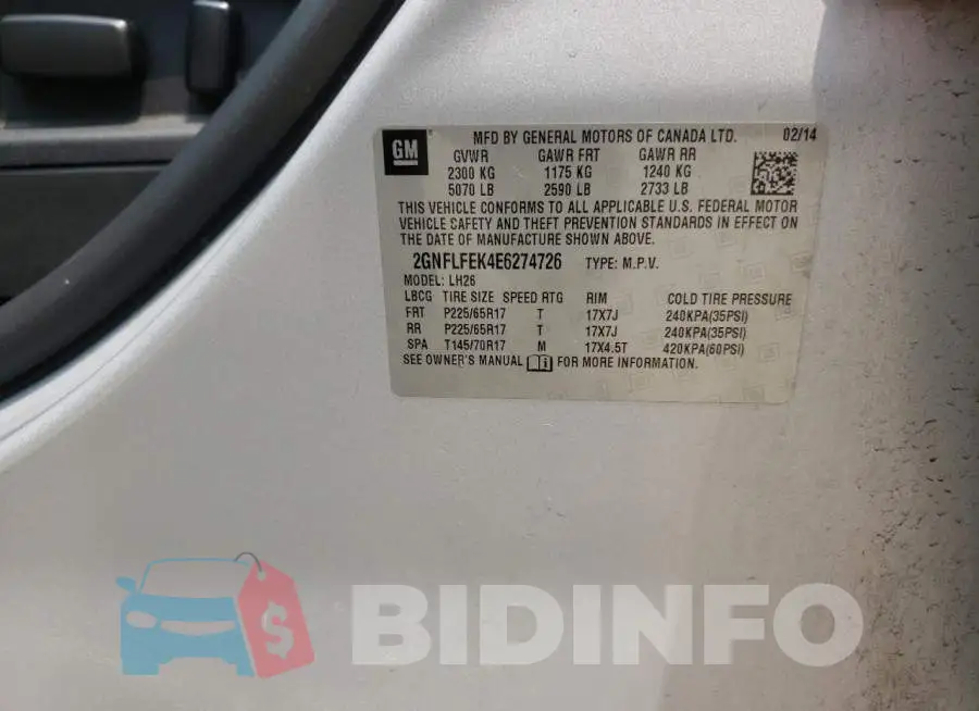 2GNFLFEK4E6274726 Photo# 13