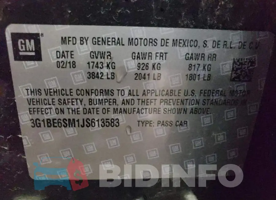3G1BE6SM1JS613583 Photo# 12