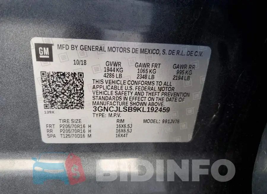 3GNCJLSB9KL192459 Photo# 12