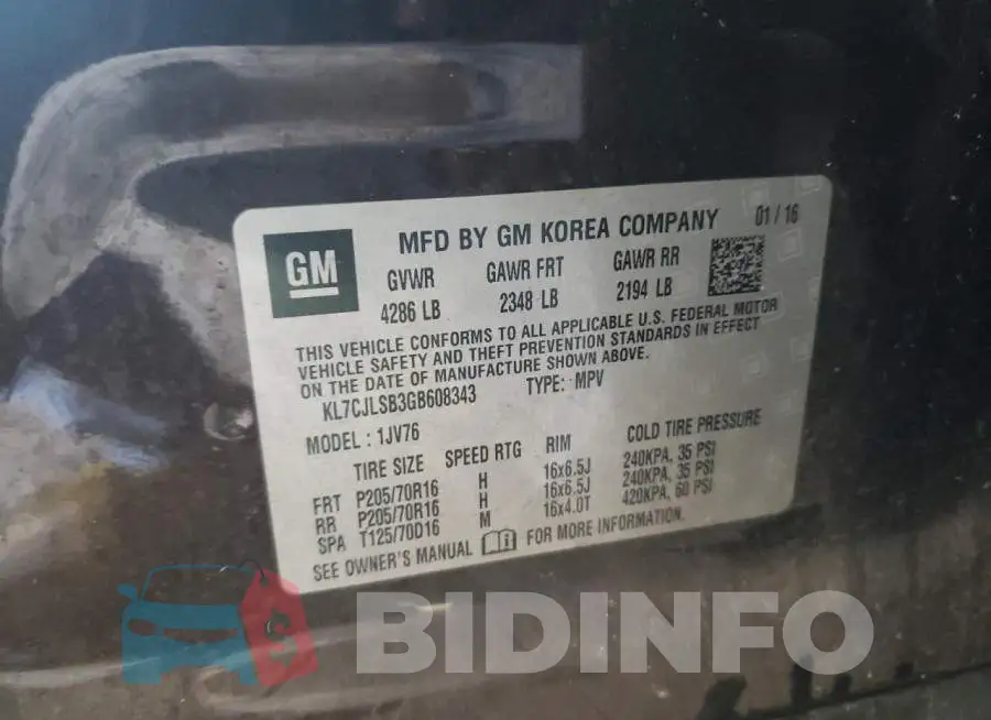 KL7CJLSB3GB608343 Photo# 13