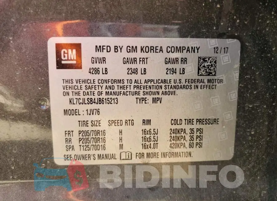KL7CJLSB4JB615213 Photo# 12