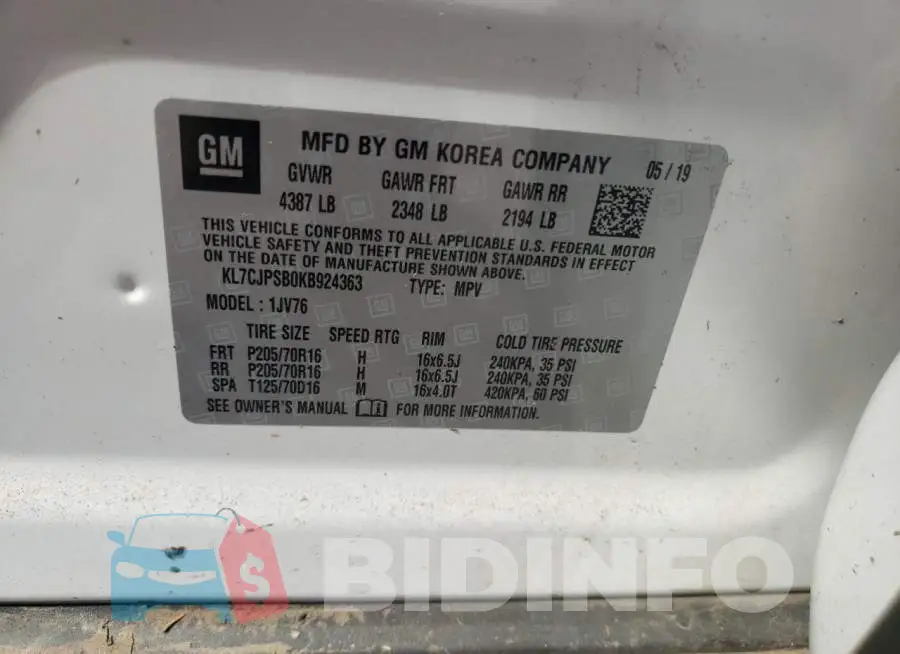 KL7CJPSB0KB924363 Photo# 13
