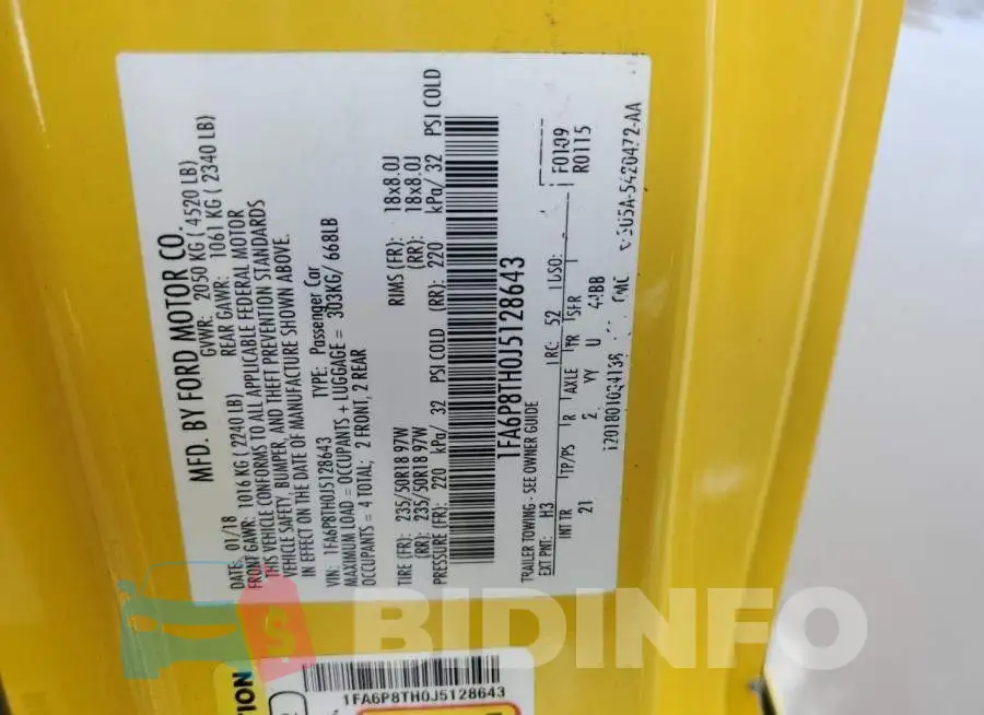 1FA6P8TH0J5128643 Photo# 13