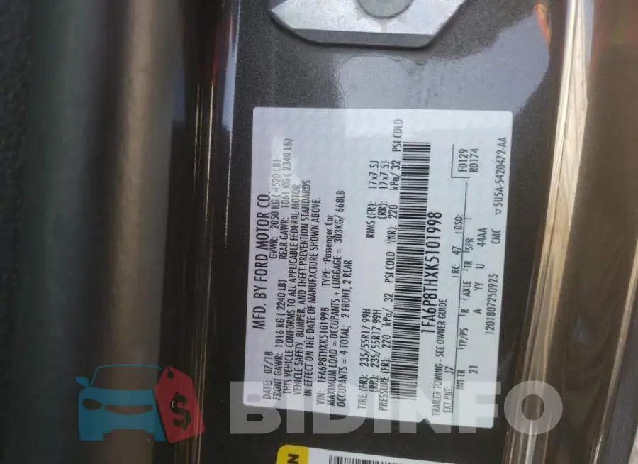 1FA6P8THXK5101998 Photo# 12