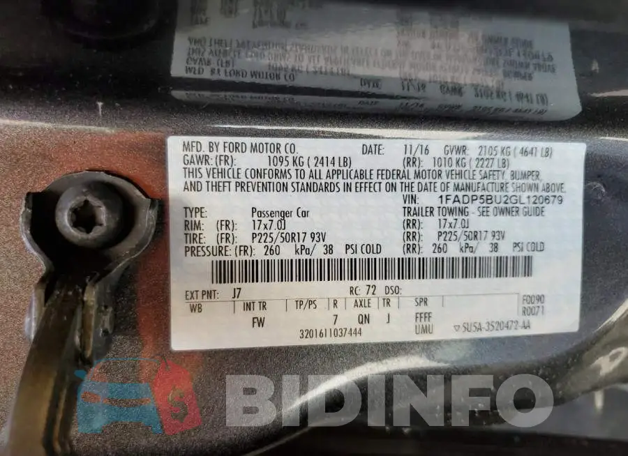 1FADP5BU2GL120679 Photo# 12