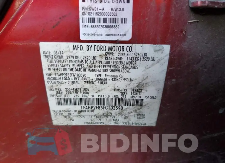 1FAHP2F85FG103590 Photo# 13