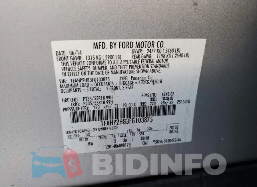 1FAHP2H83FG103875 Photo# 13