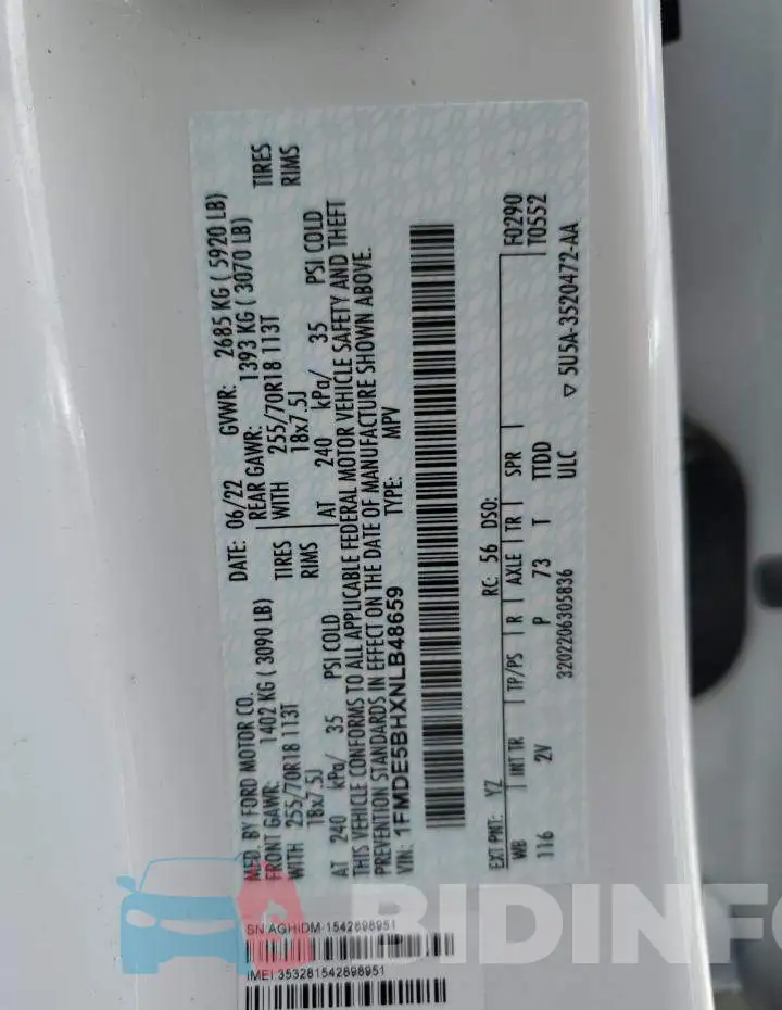 1FMDE5BHXNLB48659 Photo# 12