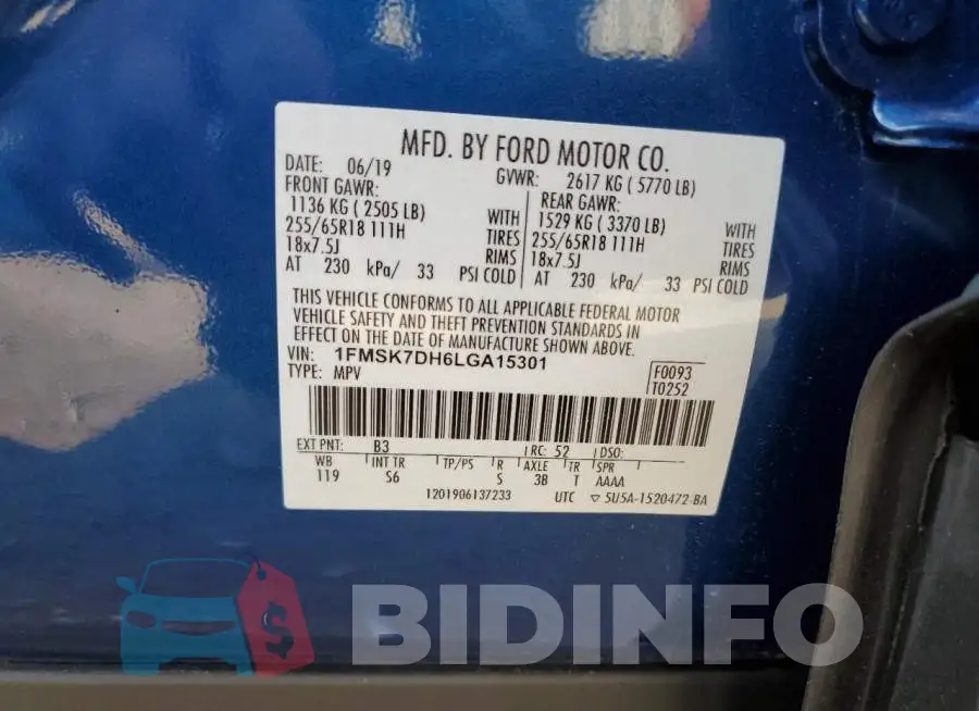 1FMSK7DH6LGA15301 Photo# 14