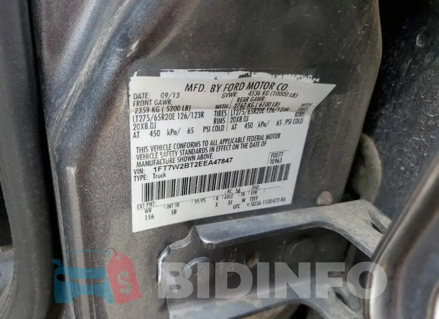 1FT7W2BT2EEA47847 Photo# 13