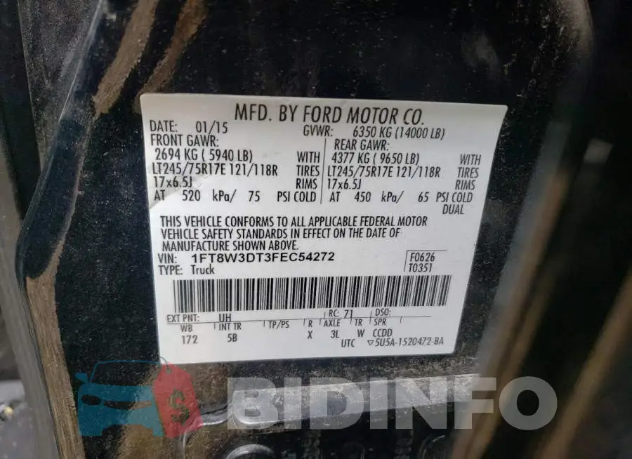 1FT8W3DT3FEC54272 Photo# 10