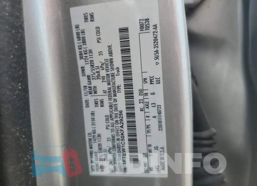 1FTEW1C50KFA29256 Photo# 13
