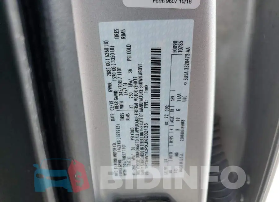 1FTEW1CPXJKE02133 Photo# 13