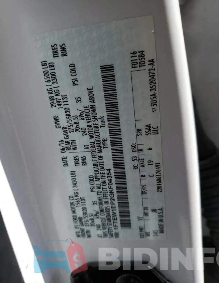 1FTEW1EP2GKF04354 Photo# 12