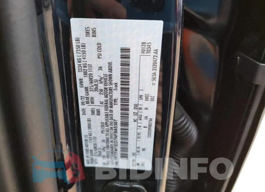 1FTFW1ED7NFB85307 Photo# 12