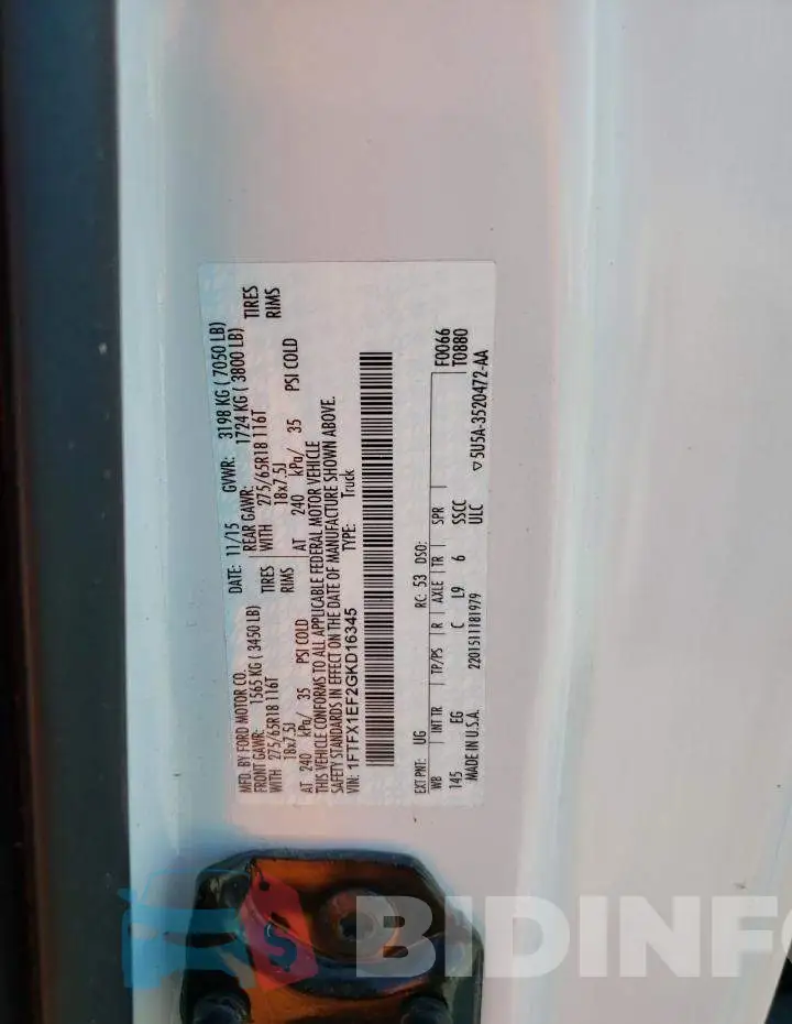 1FTFX1EF2GKD16345 Photo# 13