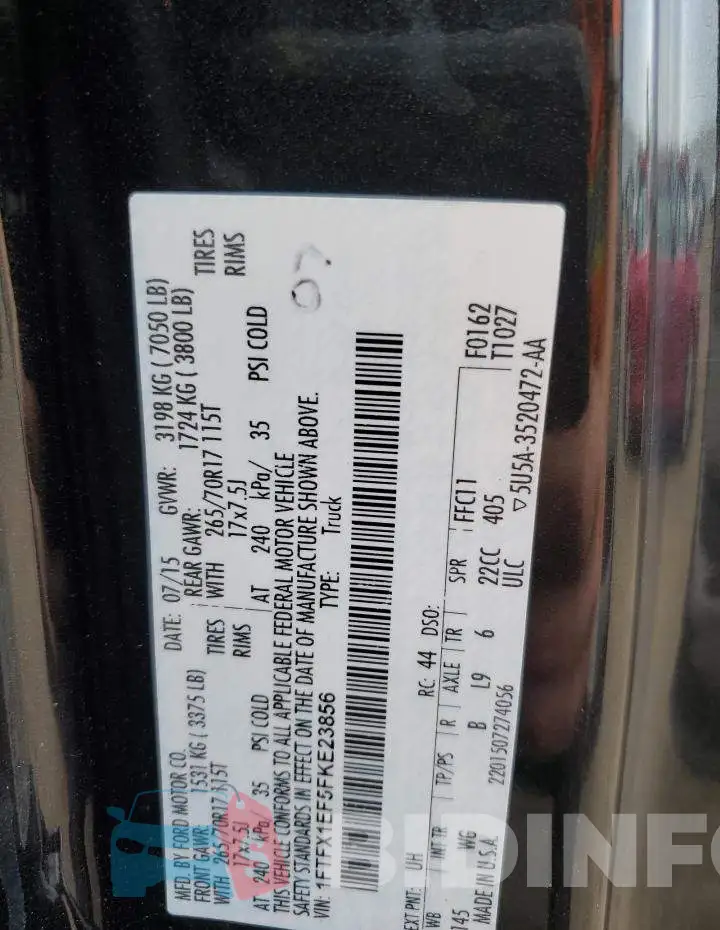 1FTFX1EF5FKE23856 Photo# 12