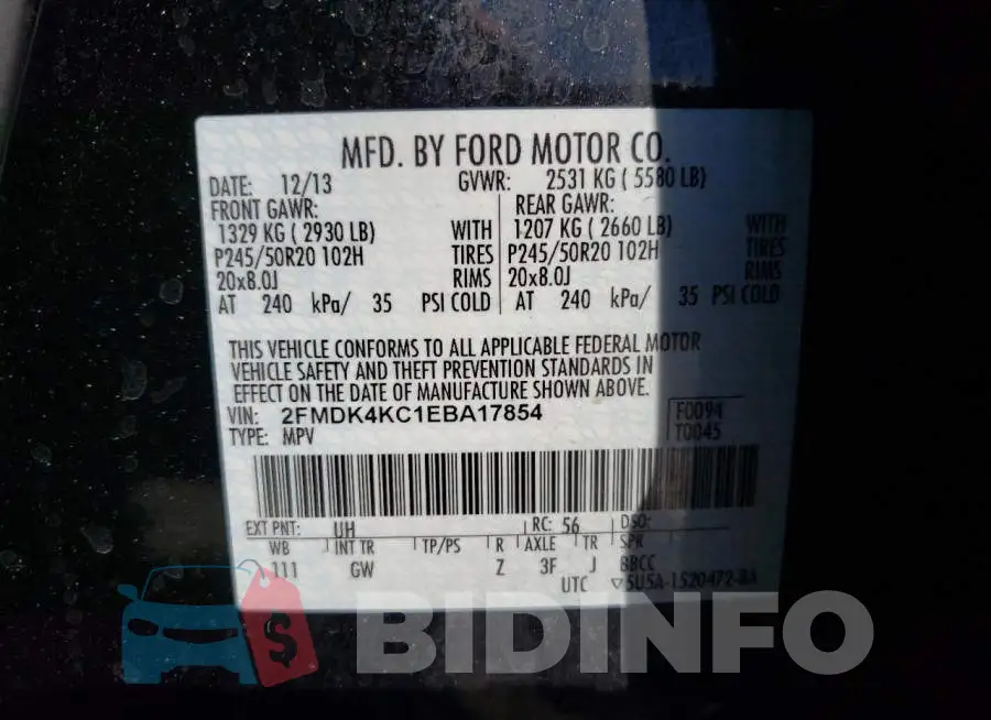 2FMDK4KC1EBA17854 Photo# 14