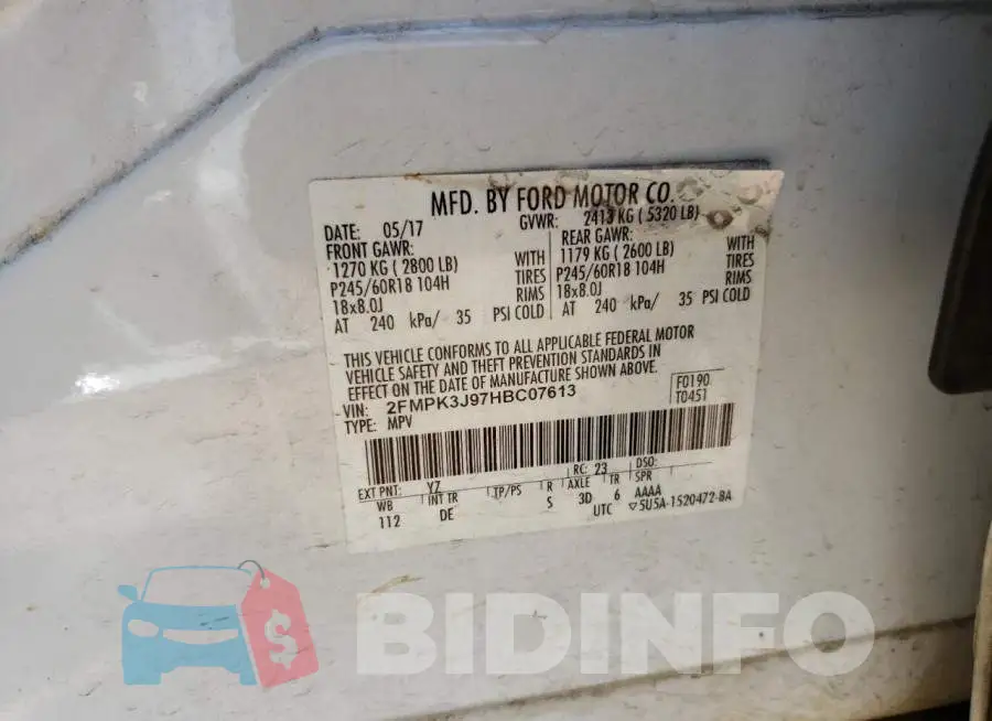 2FMPK3J97HBC07613 Photo# 13