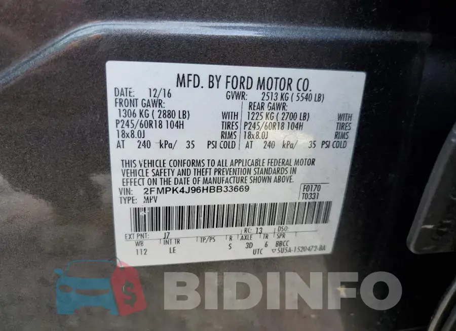 2FMPK4J96HBB33669 Photo# 13