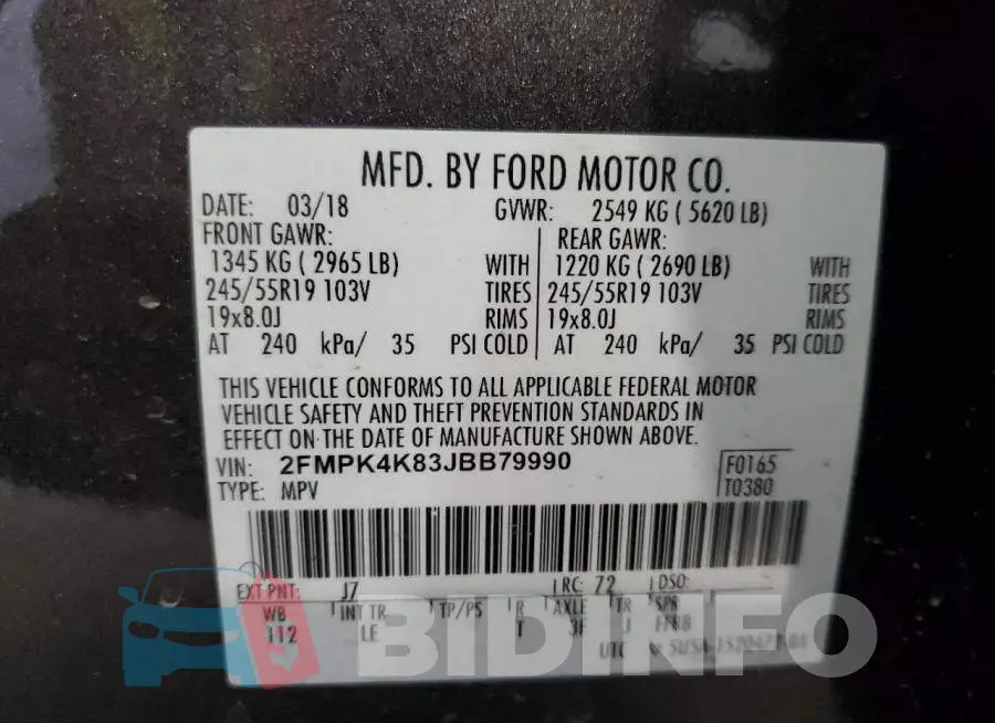 2FMPK4K83JBB79990 Photo# 13