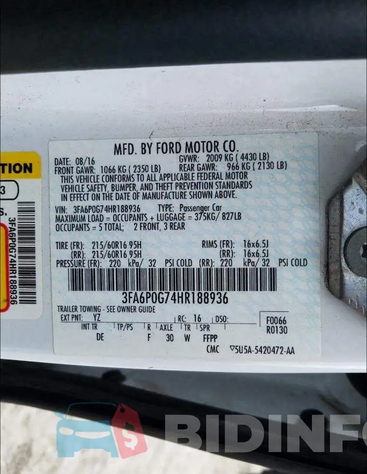 3FA6P0G74HR188936 Photo# 10