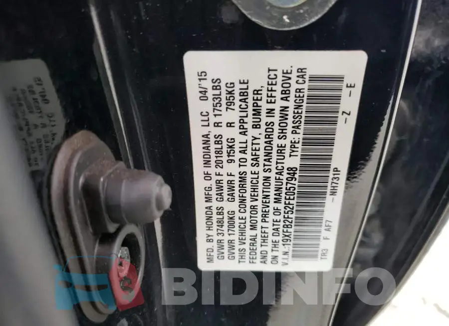 19XFB2F52FE057948 Photo# 12