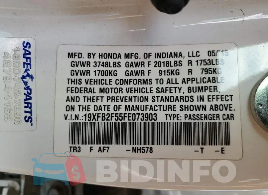 19XFB2F55FE073903 Photo# 12