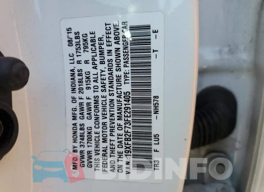 19XFB2F73FE291405 Photo# 13