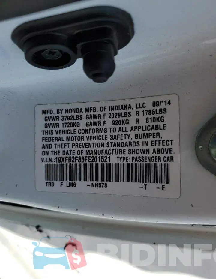19XFB2F85FE201521 Photo# 12