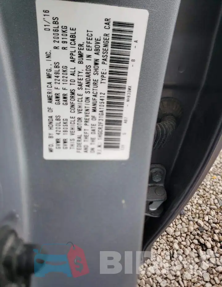 1HGCR2F31GA105412 Photo# 12