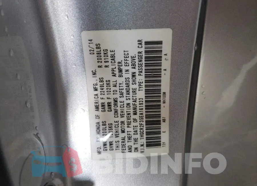 1HGCR2F35EA161933 Photo# 12
