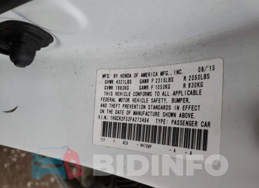 1HGCR2F52FA273494 Photo# 13