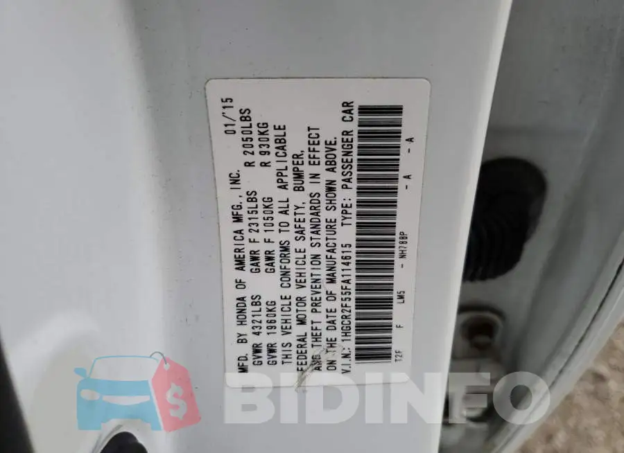 1HGCR2F55FA114615 Photo# 12