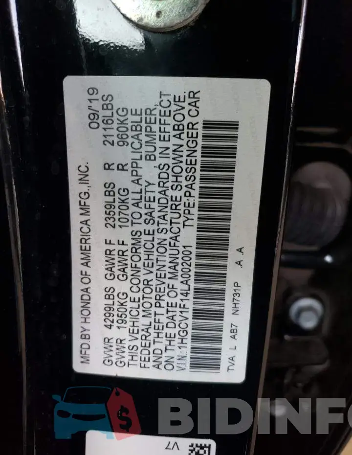 1HGCV1F14LA002001 Photo# 12
