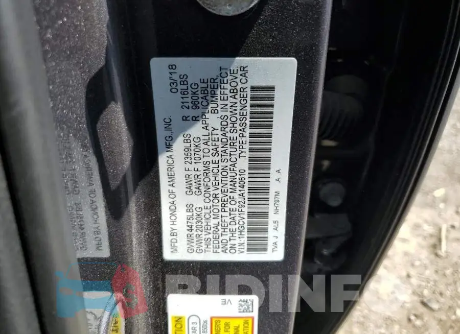 1HGCV1F92JA140610 Photo# 12