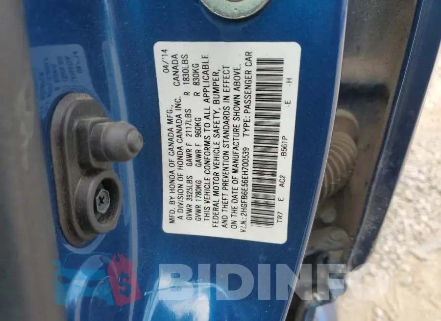 2HGFB6E56EH700539 Photo# 12