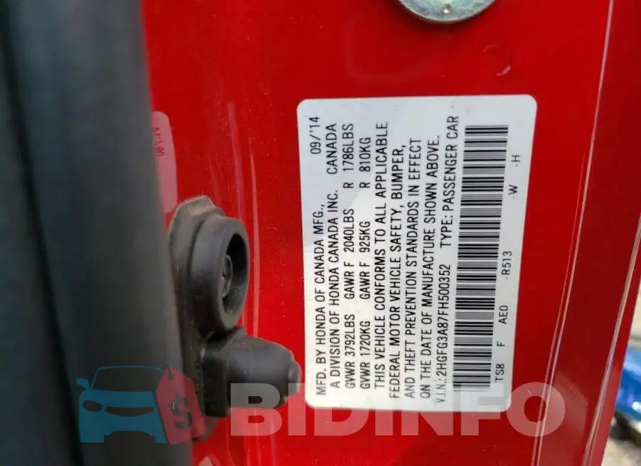2HGFG3A87FH500352 Photo# 12